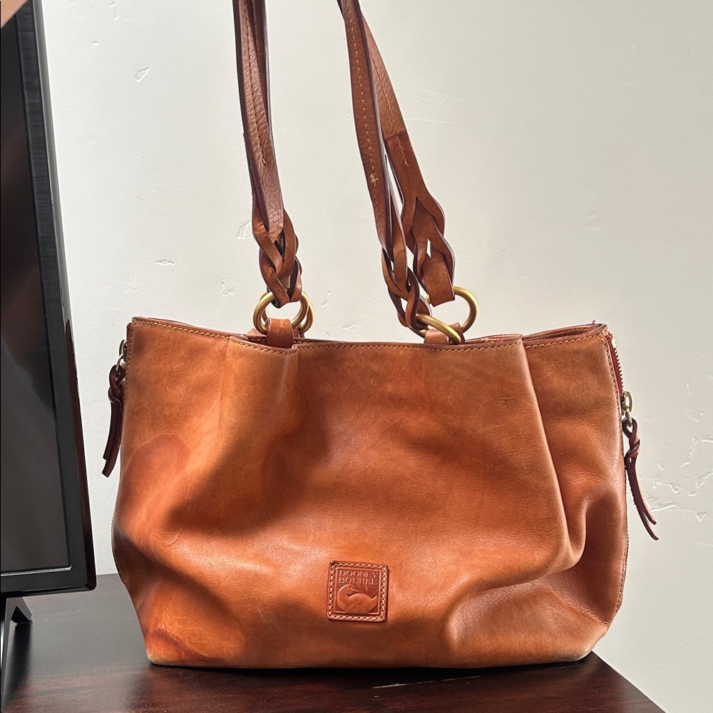 Dooney & Bourke Large Zip Barlow Tan Leather Shoulder Bag